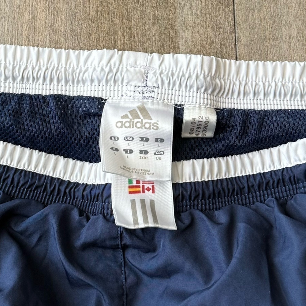 Vtg Y2K Adidas windbreaker wide leg nylon track pant navy white size large - Picture 3 of 7